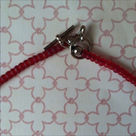 Lotus design,(shell) on beaded necklace;handmade - Picture 2 of 4